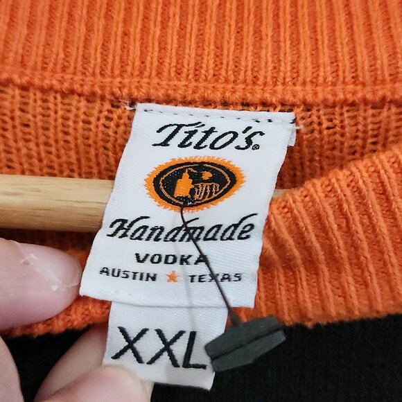 Tito's Vodka Let It Pour Ugly Christmas Sweater Orange Black White Size XXL Men - Picture 10 of 12